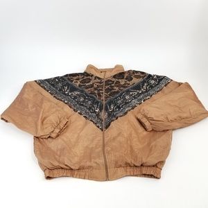 Vtg leopard print light Brown Nylon windbreaker